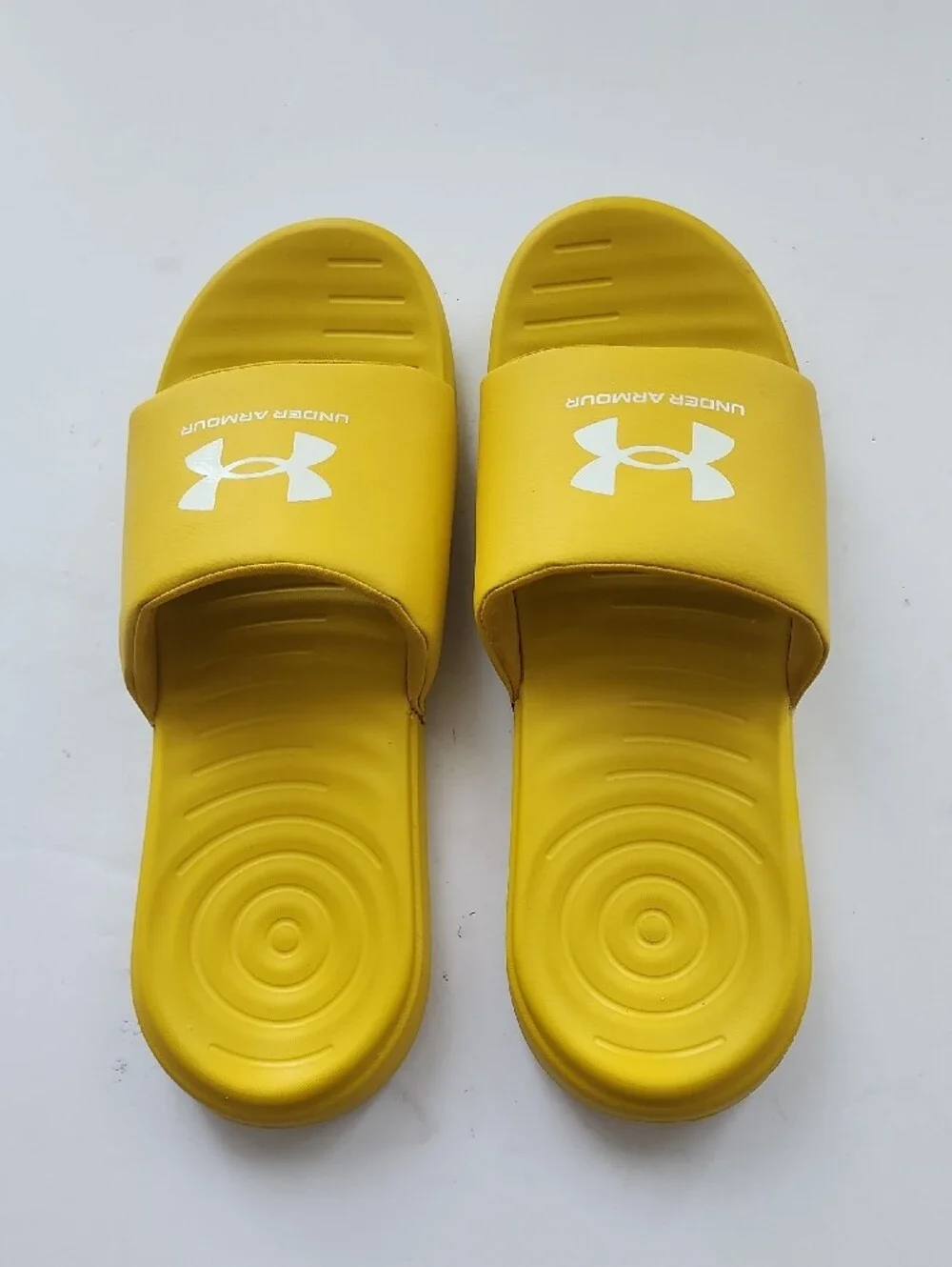 Under Armour Yellow Men's Slide Sandals with White Logo